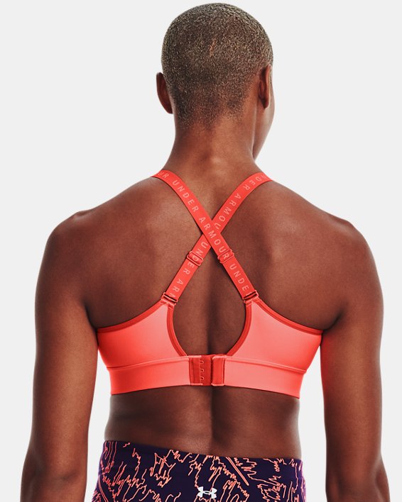 Women's UA Infinity Mid Covered Sports Bra in Orange image number 5